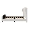 Queen Bed High Headboard Modern Wingback Linen Upholstered - Beige - Image 8