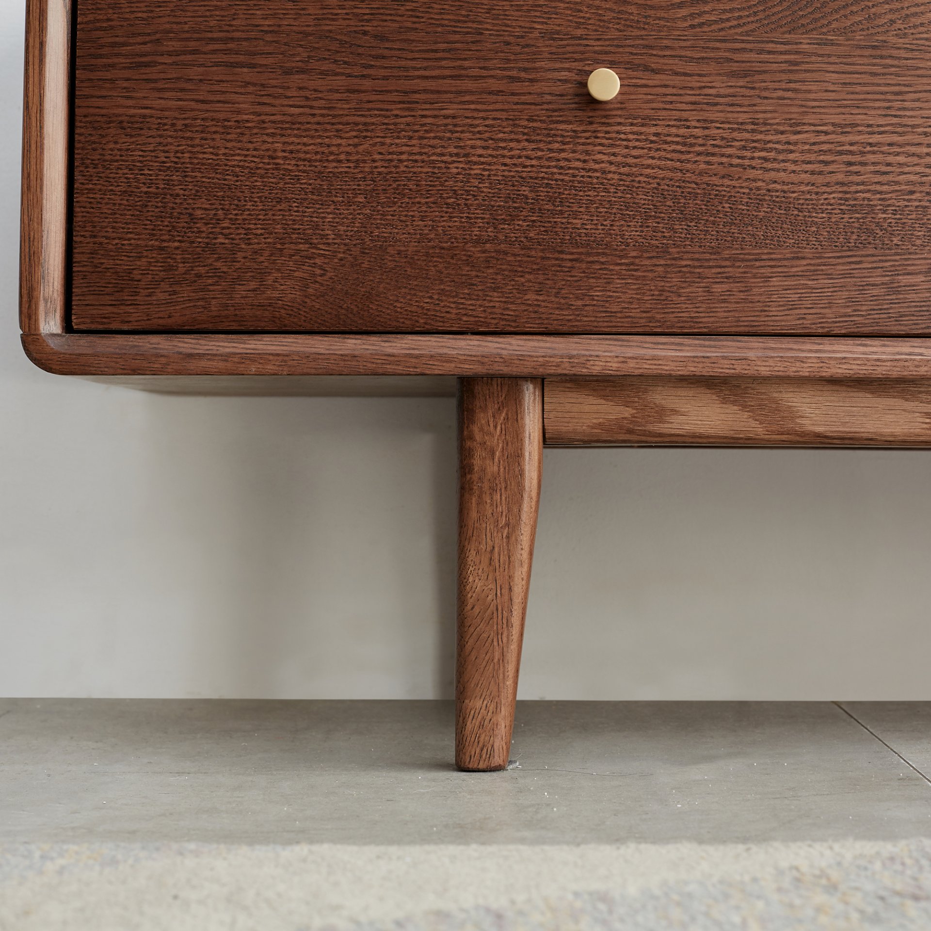 TV Cabinet With Chinese Changhong Glass Doors, Two Drawer Storage Space TV Standing - Walnut - Image 6