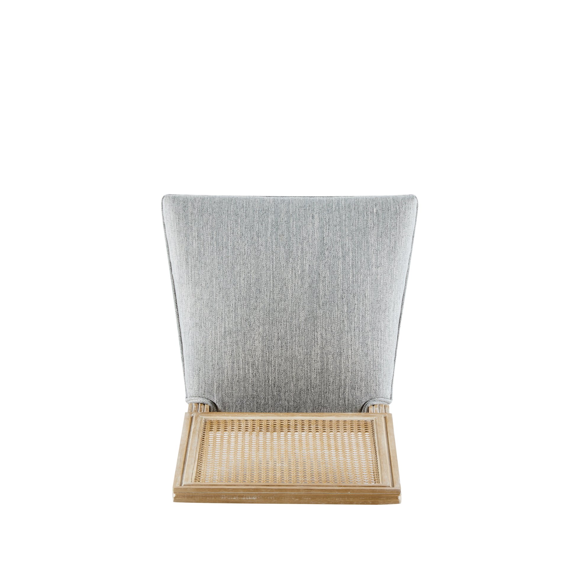 Vintage Inspired French Country Dining Chairs Set Elegant Cane Backrest & Upholstered Seats Rustic Weathered Solid Rubberwood Frame - Grayish Green - Image 12