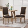 French Country Style Dining Chair Set With Upholstered Seats And Cane Backrest - Brown - Image 4