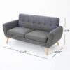 Mid Century Modern Loveseat Sofa With Button Tufted Backrest - Dark Gray - Image 3