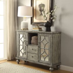 Velika - Weathered Console Table With 1 Open Compartment Storage - Gray