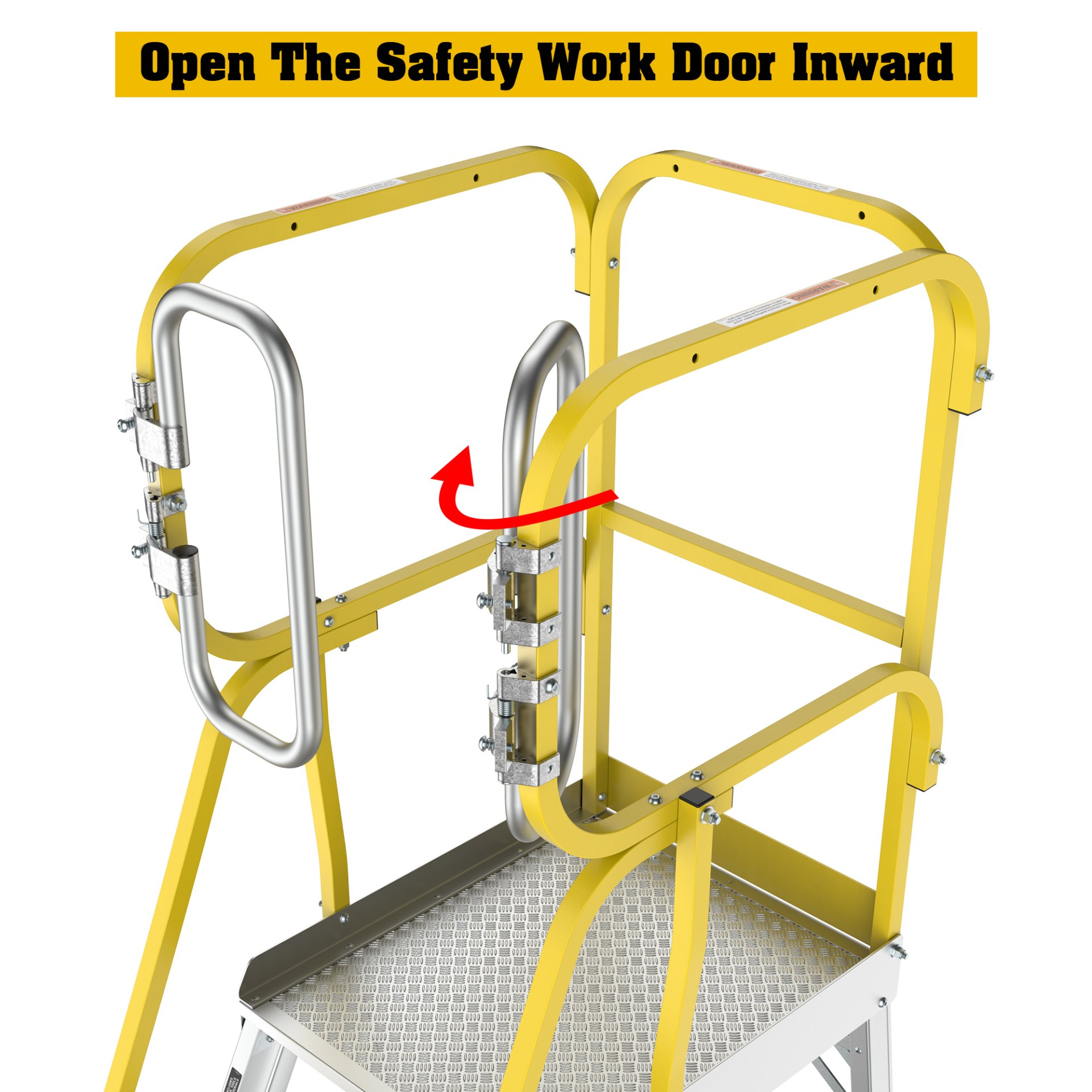 Heavy Duty Aluminum Rolling Platform Ladder With 5 Steps, 375Lbs Capacity - Silver - Image 15