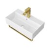 Wall Mounted Bathroom Sink With Towel Bar And Faucet - White / Gold - Image 8