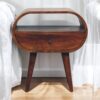 Large Circular Open Bedside Table - Brown - Image 9