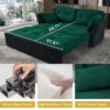 Modern Convertible Sleeper Sofa Bed With Pull Out Queen Design, Side Storage & Thick Cushions Chenille Loveseat For Living Room Or Bedroom 3 In 1 Function - Green - Image 10