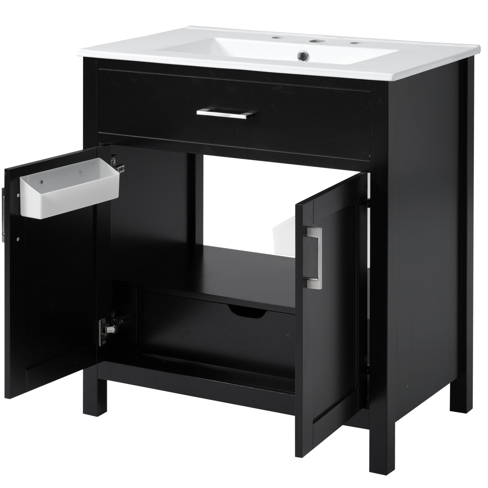 Bathroom Vanity With Sink And Ample Storage, Rectangular Undermount Sink - Black - Image 12