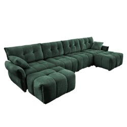 Modern Style 4 Seater Sofa Set With 2 Ottomans Frame - Premium Green