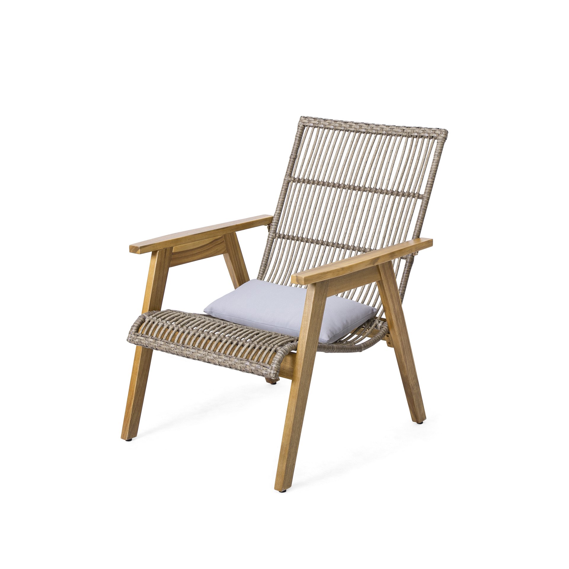 Acacia Wood Cape Woven Wicker Large Lounge Chair With Pillow For Patio, Deck, Yard, Lawn And Garden Seating Wicker (Set of 2) - Teak - Image 14
