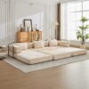 Convertible Floor Sofa Bed With Fixed Shape Frame, Boneless Modular Sectional Sofa, For Living Room - Beige - Image 13