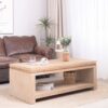 Modern Wood Coffee Table With Beaded Trim, Light, Farmhouse & Coastal Living Room Furniture - Natural - Image 2
