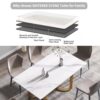 63" Modern Artificial Stone Straight Edge Metal Leg Dining Table, 6 People - White / Gold - Image 11