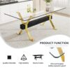 Modern Tempered Glass Dining Table With Metal Legs And Crossbars - Transparent - Image 9