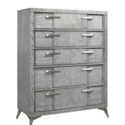 5 Drawer Chest Book Matched Veneers - Gray
