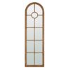 Half Round Elongated Mirror With Decorative Window Look Classic Architecture Style Solid Fir Wood Interior Decor - Brown - Image 2