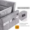 Pull Out Sleep Sofa Bed Loveseats Sofa Couch With Adjsutable Backrest, Storage Pockets, 2 Soft Pillows, USB Ports For Living Room, Bedroom, Apartment, Office - Gray - Image 5