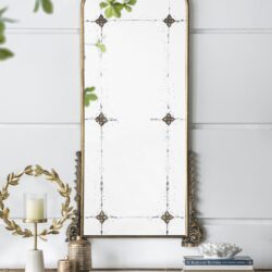 Antique Arched Mirror With Metal Frame, Full Length Mirror For Living Room Bathroom Entryway - Gold