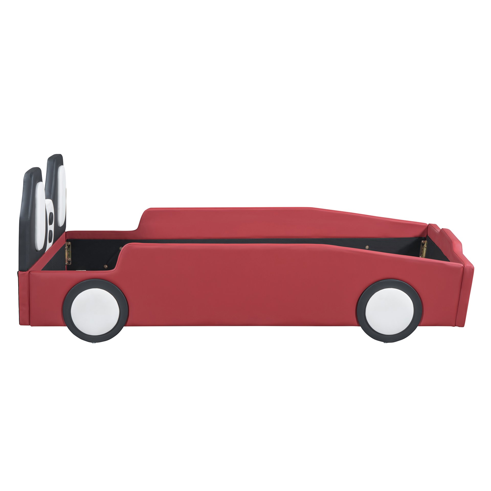 Twin Size Race Car Shaped, Platform Bed & Wheels - Red - Image 8