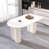 Modern Cream Style Dining Table With Round Wave Legs, 4 - 8 Person - Cream White - Image 6