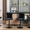 Swivel Velvet Barstools Adjusatble Seat Height, Modern Upholstered Bar Stools With Backs Comfortable Tufted For Home Pub And Kitchen Island (Set of 2) - Black - Image 16