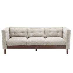 Upholstered Sofa Modern 3 Seater Sofa Couch With Tufted Design For Living Room - Grayish Beige