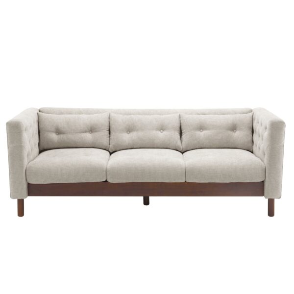 Upholstered Sofa Modern 3 Seater Sofa Couch With Tufted Design For Living Room - Grayish Beige