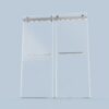 Frameless Double Sliding Soft-Close Shower Door, 3 / 8" Thick SGCC Tempered Glass Door - Brushed Nickel - Image 12