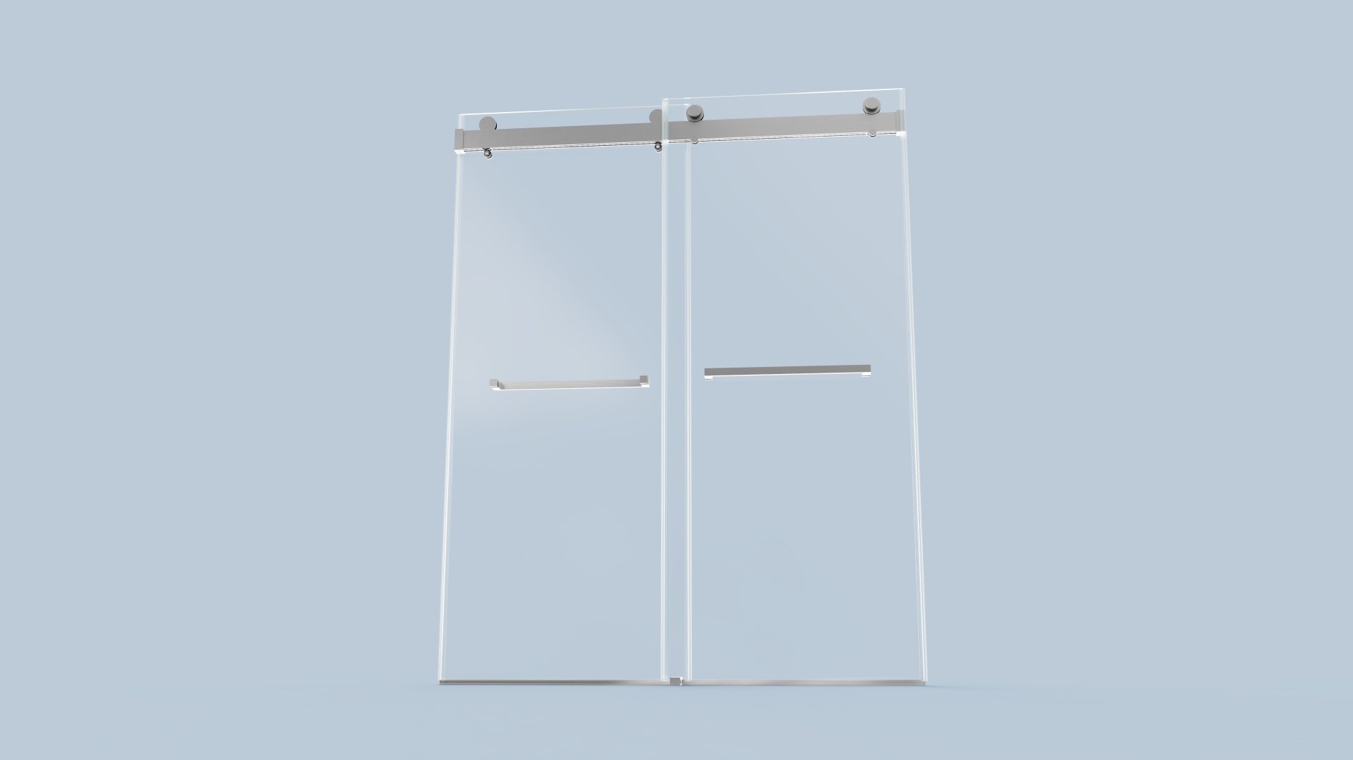 Frameless Double Sliding Soft-Close Shower Door, 3 / 8" Thick SGCC Tempered Glass Door - Brushed Nickel - Image 12