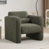 Modern Accent Chair Lambskin Sherpa Upholstered Comfy Reading Arm Chair Soft Padded Armchair With Back And Pillow For Living Room - Seaweed Green - Image 6