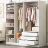 Doorless Storage Wardrobe For Dedroom With Shelves And 3 Drawers - White - Image 15