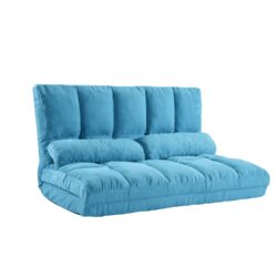 Double Chaise Lounge Sofa Floor Couch And Sofa With Two Pillows - Blue