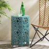 Galore - Side Table With Sunburst Cut Out Design - Teal - Image 6