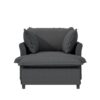 Oversized Chaise Lounge Indoor Single Sofa Bed With Wide Seat, Upholstered Lazy Sleeper Armchair With Movable Ottoman Reading Couch Set - Gray - Image 2