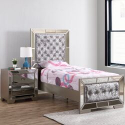Twin Bed Modern Design - Silver Champagne