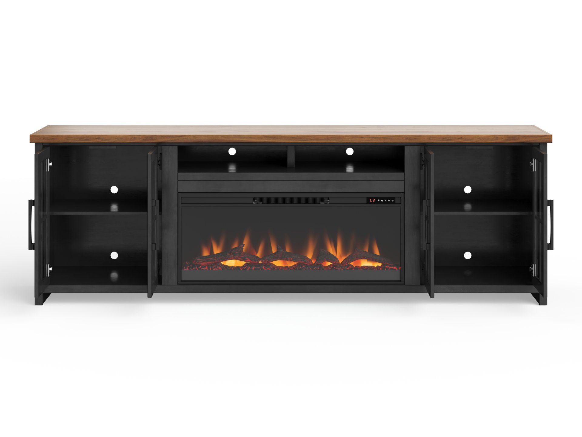 Essex - Fireplace TV Stand Console For TVs Up To 100" - Black, Whiskey - Image 8