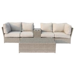 4 Seat Outdoor Conversation Set With Cushions And Tables - Gray Mix
