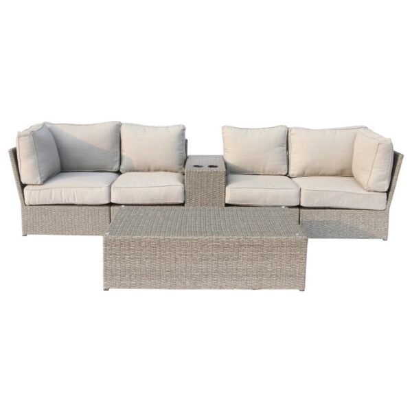 4 Seat Outdoor Conversation Set With Cushions And Tables - Gray Mix