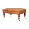 Buffalo - Leather Ottoman With Castor Legs - Tan - Image 5