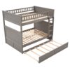 Full Over Full Bunk Bed With Twin Size Trundle, Guardrails - Brushed Gray - Image 4