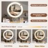 Makeup Vanity Desk With Lighted Mirror, Luxury Dressing Table With 2 Drawers And 1 Cabinet, 3 Lighting Modes Available For Bedroom - White / Gold - Image 5
