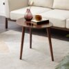 Center Table Low Table 100% Solid Oak Wood Top Plate Desk Pebble Shaped Natural Wooden Coffee Table - Walnut - Image 4