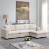 Modern Sectional Sofa With Throw Pillows, Cloud L Shaped Couch Set With Wide 4 Seat Comfy Couch Set With Movable Ottoman - Beige - Image 18