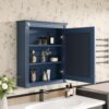 Wall Mounted Bathroom Storage Cabinet With Mirror, Medicine Cabinet With Height Adjustable Shelf, Over The Toilet Space Saver Cabinet - Blue - Image 4