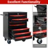 Rolling Metal Tool Chest With 7 Drawers, Steel Storage Cabinet With Ball Bearing Slides - Black / Red - Image 7