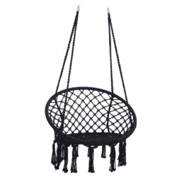 Macrame Hanging Hammock Chair, Cotton Rope Swing For Indoor And Outdoor Use, 330 Lbs Capacity - Black