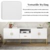 Modern TV Stand For TV Up To 70", TV Cabinet With 1 Drawer, 2 Cabinets And Metal Legs, Handles And Anti-Tip Device For Living Room - White - Image 19