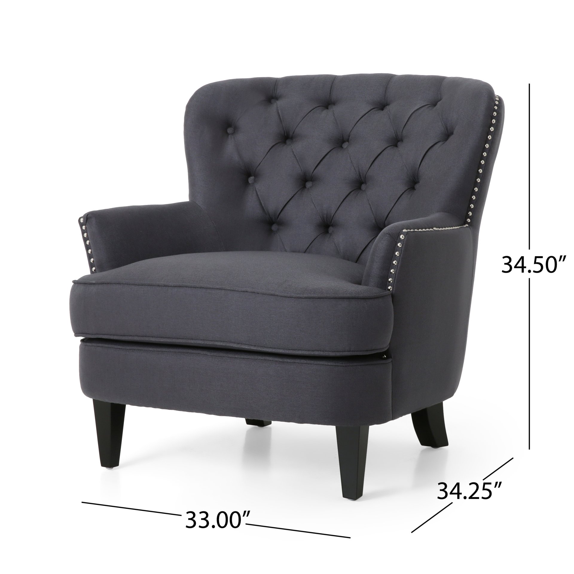 Enchante, Living Room Set With Tufted Back Club Chair And Ottoman - Gray - Image 3