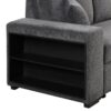 Reversible Sleeper Sectional Sofa Bed With Side Shelf And 2 Stools, Pull-Out L-Shaped Sofa Bed, Corner Sofa-Bed With Storage Chaise Left / Right Hande For Living Room - Blue / Black - Image 21