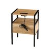 Rattan End Table With Power Outlet & USB Ports, Modern Nightstand With Drawer And Metal Legs, Side Table For Living Room, Bedroom - Natural - Image 6