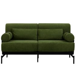 Modern Loveseat Sofa 2 Seater With USB Ports, Cylindrical Armrests - Green